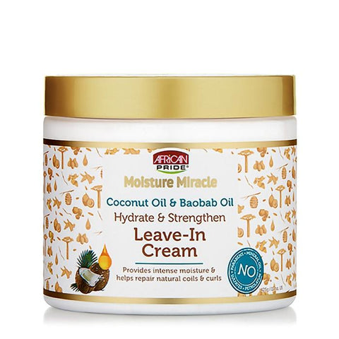 AFRICAN PRIDE MOISTURE MIRACLE COCONUT OIL & BAOBAB OIL LEAVE-IN CREAM  425G